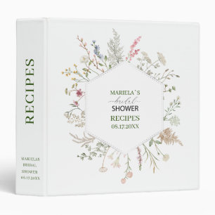 Watercolor wildflower Bridal shower Personalized R Binder