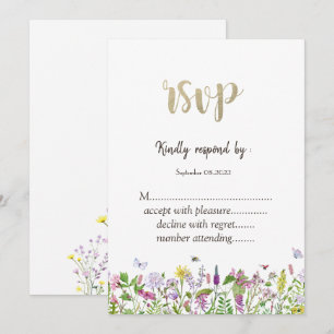 Watercolor Wildflower Butterflies RSVP Invitation