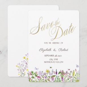 Watercolor Wildflower Butterflies Save The Date
