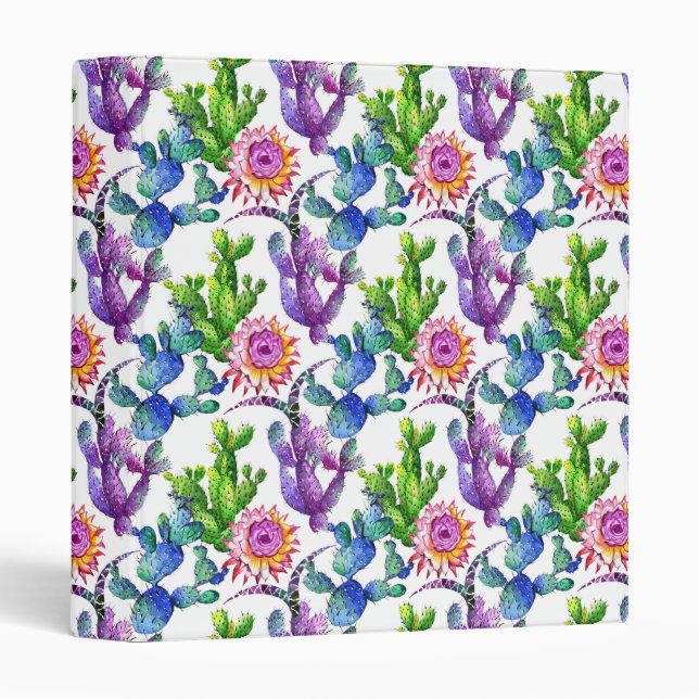 Watercolor Wildflower Cactus Pattern Binder (Front/Spine)