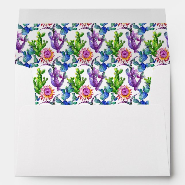Watercolor Wildflower Cactus Pattern Envelopes (Back (Bottom))