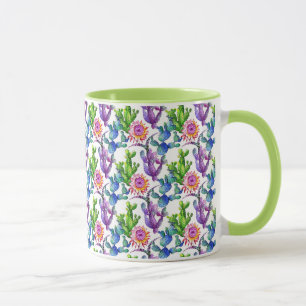 Watercolor Wildflower Cactus Pattern Mug