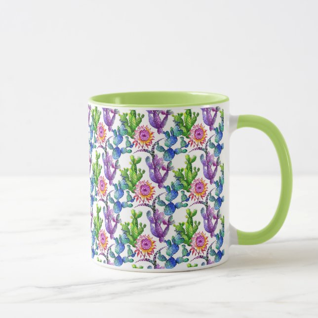 Watercolor Wildflower Cactus Pattern Mug (Right)