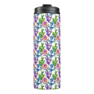 Watercolor Wildflower Cactus Pattern Thermal Tumbler