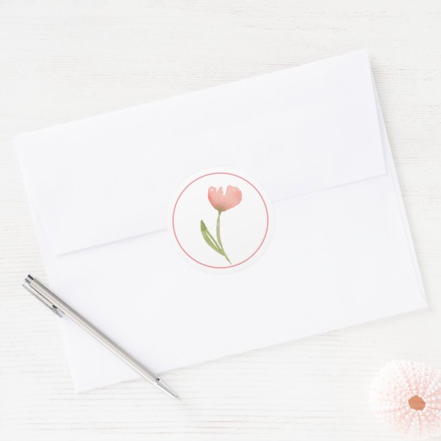 Watercolor Wildflower Classic Round Sticker (Envelope)