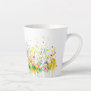 Watercolor Wildflower   Cottage Garden Floral Latte Mug