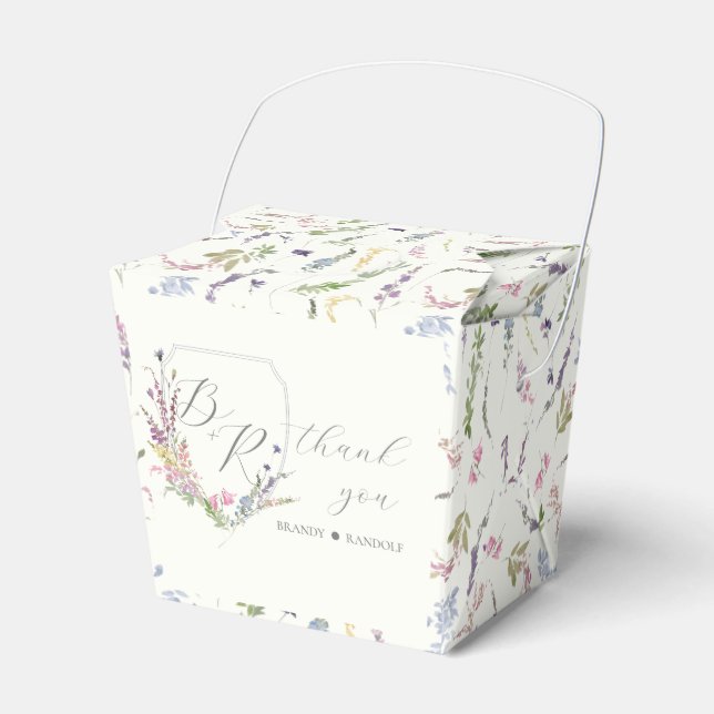 Watercolor Wildflower Crest  Favor Box (Front Side)