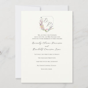 Watercolor Wildflower Crest Invitation