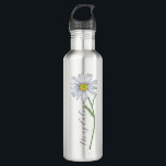 Watercolor Wildflower Daisy Elegant Script Name 710 Ml Water Bottle<br><div class="desc">Watercolor painted wild daisy flower with customizable name in a modern elegant script font.</div>