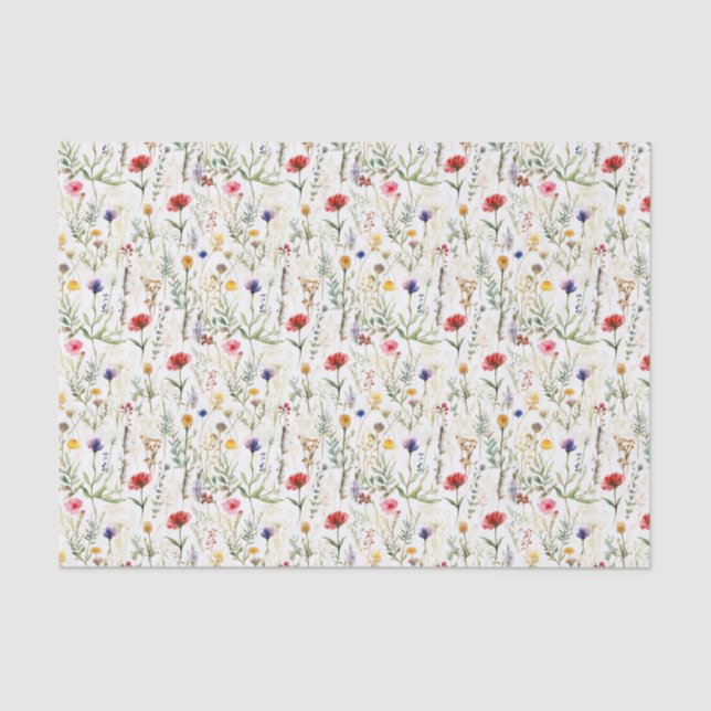 Watercolor Wildflower Design Tissue Paper (Front)
