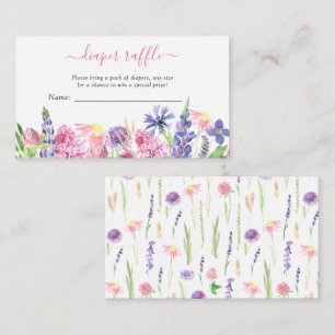 Watercolor Wildflower Diaper Raffle Baby Shower Enclosure Card