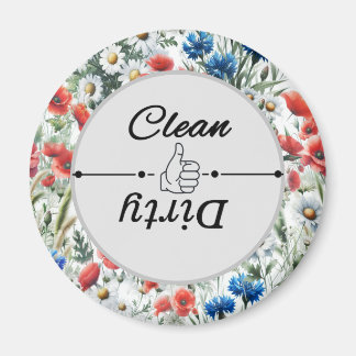 Watercolor Wildflower Dishwasher Clean Dirty Magnet