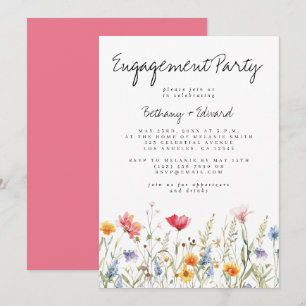 Watercolor Wildflower Engagement Party Invitation