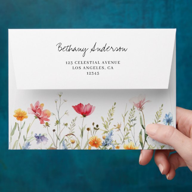 Watercolor Wildflower Envelope (Hand)