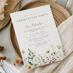 Watercolor Wildflower Field Graduation Party Invit Invitation