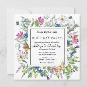 Watercolor Wildflower Floral Birthday Any Age Invitation