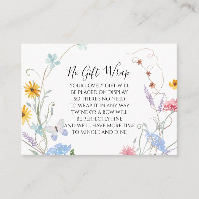 Watercolor Wildflower Floral Display Baby Shower Enclosure Card (Front)