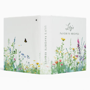 Watercolor Wildflower Floral Favourite Recipes Binder