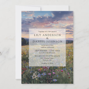 Watercolor Wildflower Floral Meadow Wedding Invitation