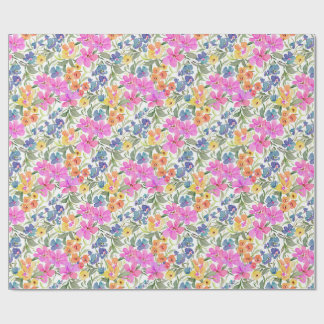 Watercolor Wildflower Floral - Pastel Pink Purple Wrapping Paper