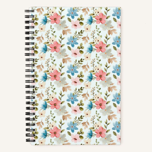 Watercolor Wildflower Floral Pattern Notebook (Front)