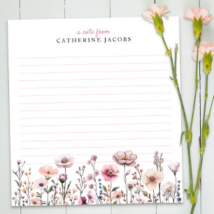 Watercolor Wildflower Floral Personalized Notepad