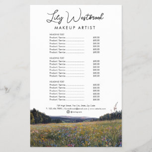 Watercolor Wildflower Floral Script Service Menu