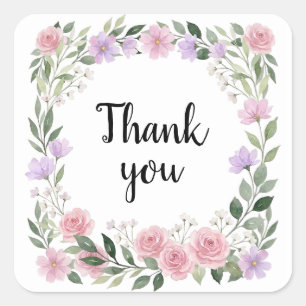 Watercolor Wildflower Floral Thank You Sticker