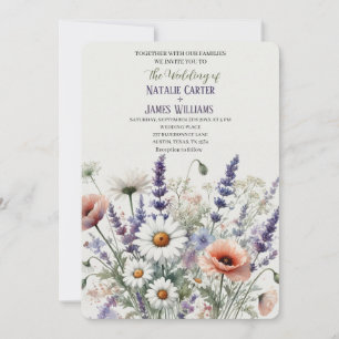 Watercolor Wildflower Floral Wedding Invitation