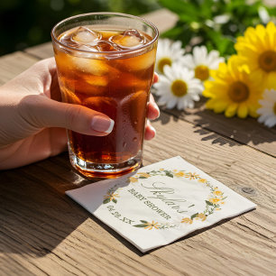 Watercolor Wildflower Florals Wreath Baby Shower Napkin