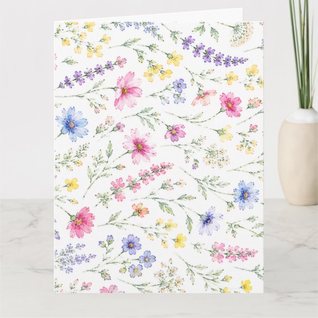Watercolor Wildflower Folded Note Card (Front)