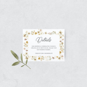 Watercolor Wildflower Frame Wedding Details Enclosure Card