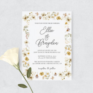 Watercolor Wildflower Frame Wedding Invitation