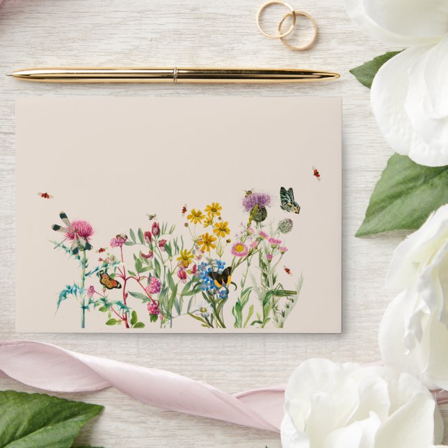 Watercolor Wildflower Garden 5x7 Wedding Invite Envelope (Wedding)