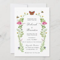 Watercolor wildflower Garden Wedding Invitation