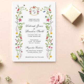 Watercolor wildflower Garden Wedding Invitation