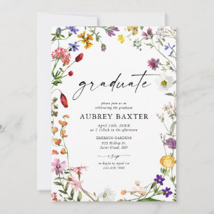 Watercolor Wildflower Graduation Party Invitation