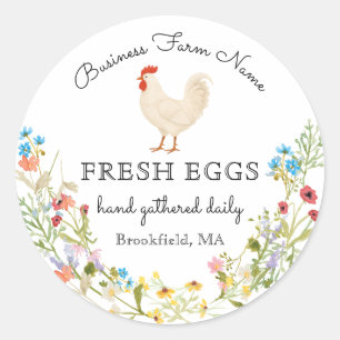 Watercolor Wildflower Hen Chicken Egg Carton Label