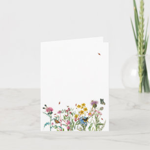 Watercolor Wildflower Insects Floral Spring Garden Card