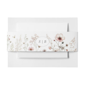 watercolor wildflower Invitation Belly Band