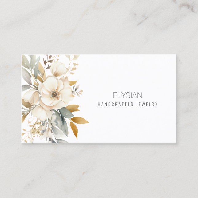 Watercolor Wildflower Jewellery Designer Artisan  Business Card (Front)