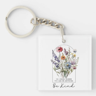 Watercolor Wildflower Kindness Charm Keychain