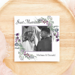 Watercolor Wildflower Lavender Floral Just Married