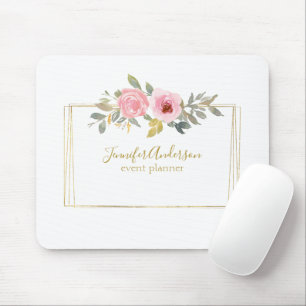Watercolor Wildflower Lush Blush Pink Floral Mouse Pad