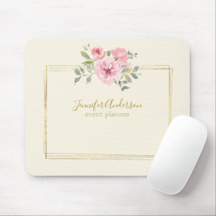 Watercolor Wildflower Lush Blush Pink Floral Mouse Pad