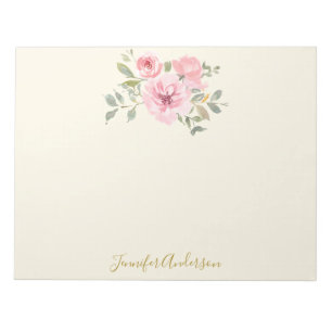 Watercolor Wildflower Lush Blush Pink Floral Notepad