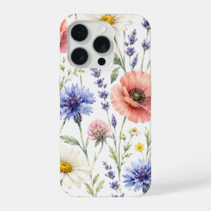 Watercolor Wildflower Meadow Floral iPhone 15 Pro Case