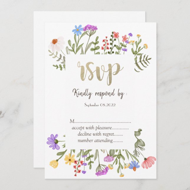 Watercolor Wildflower Meadow Invitation (Front/Back)