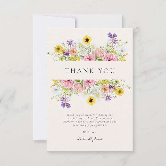 Watercolor Wildflower Meadow Thank You Card (Front)