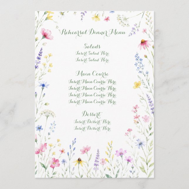 Watercolor Wildflower Menu (Front)